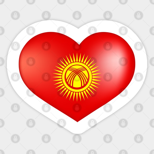 Heart with new flag of Kyrgyzstan Sticker by designbek